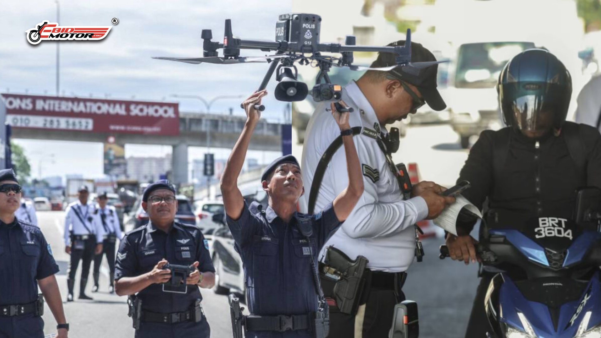 Polis Guna Dron Rakam Kesalahan Penunggang Motosikal di Lebuhraya Persekutuan